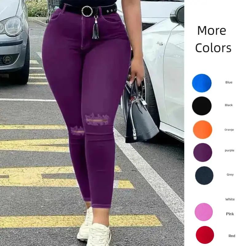 JUNBAOSS Women's Classic Mid Waisted Skinny Stretch Butt Lifting Jeans Women Totally Shaping Distressed Ripped Jeans Slim Fit Denim Pants