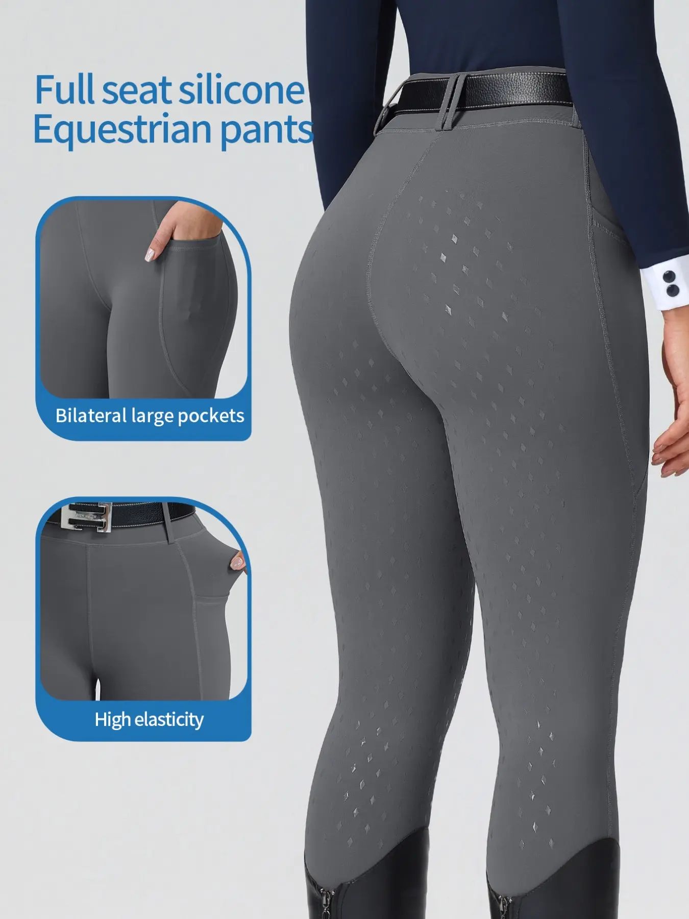 Women's Equestrian Pants with Side Pockets, Non-Slip Durable Silicone, High Elasticity Quick-Dry Breathable, Professional Riding Gear, Athletic Bottoms, Athletic Trousers, Sports Apparel, Athletic Wear, Quick Dry Stretch