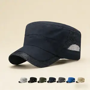 Mesh flat-top baseball cap, quick-drying, unisex, sun-protective, lightweight and breathable, suitable for spring and summer outdoor activities.