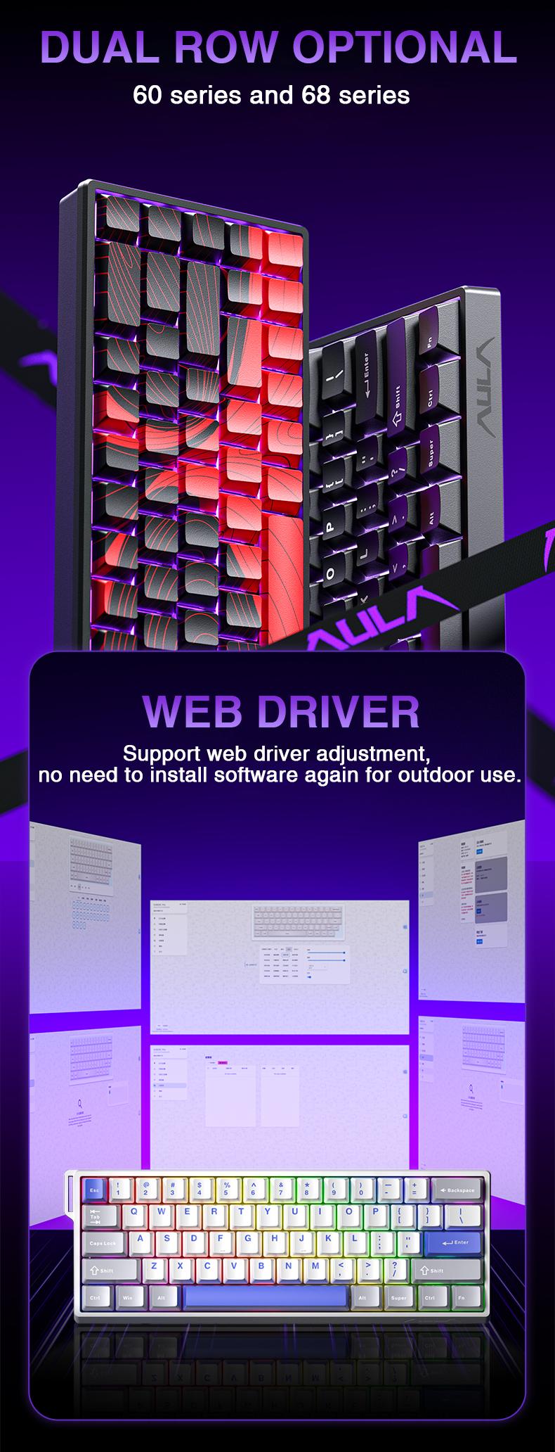Aula WIN68 HE Magnetic Switch 65% Compact Wired Gaming Keyboard, Gradient Pink, 8000Hz Polling Rate, Rapid Trigger Hall Effect, RGB Backlit Mechanical Keyboard for Esports Gamers Aula WIN68 HE Magnetic Switch 65% Compact Wired Gaming Keyboard, Gradient Pink, 8000Hz Polling Rate, Rapid Trigger Hall Effect, RGB Backlit Mechanical Keyboard for Esports Gamers