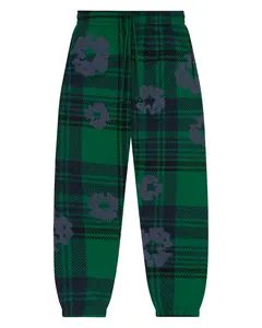 (100% Authentic) Denim Tears Plaid Cotton Wreath Sweatpants Green