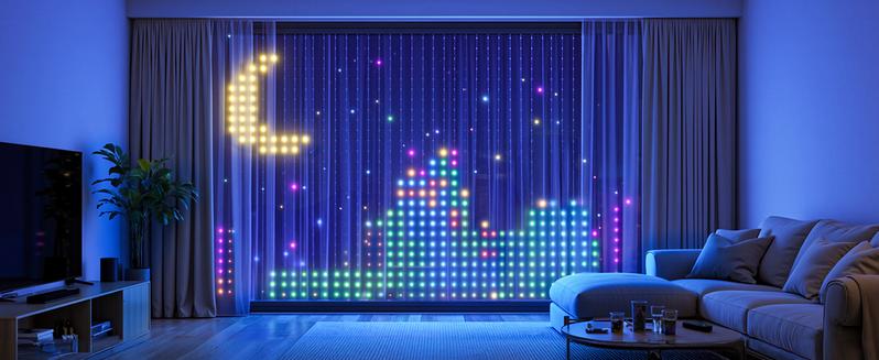 Smart Curtain Lights with DIY GIF, 400 RGBIC LEDs 6.6x6.6ft Color Changing Holiday Wall Lightss with APP, IP65 Waterproof Christmas String Fairy Lightss for Indoor Outdoor Bedroom Window