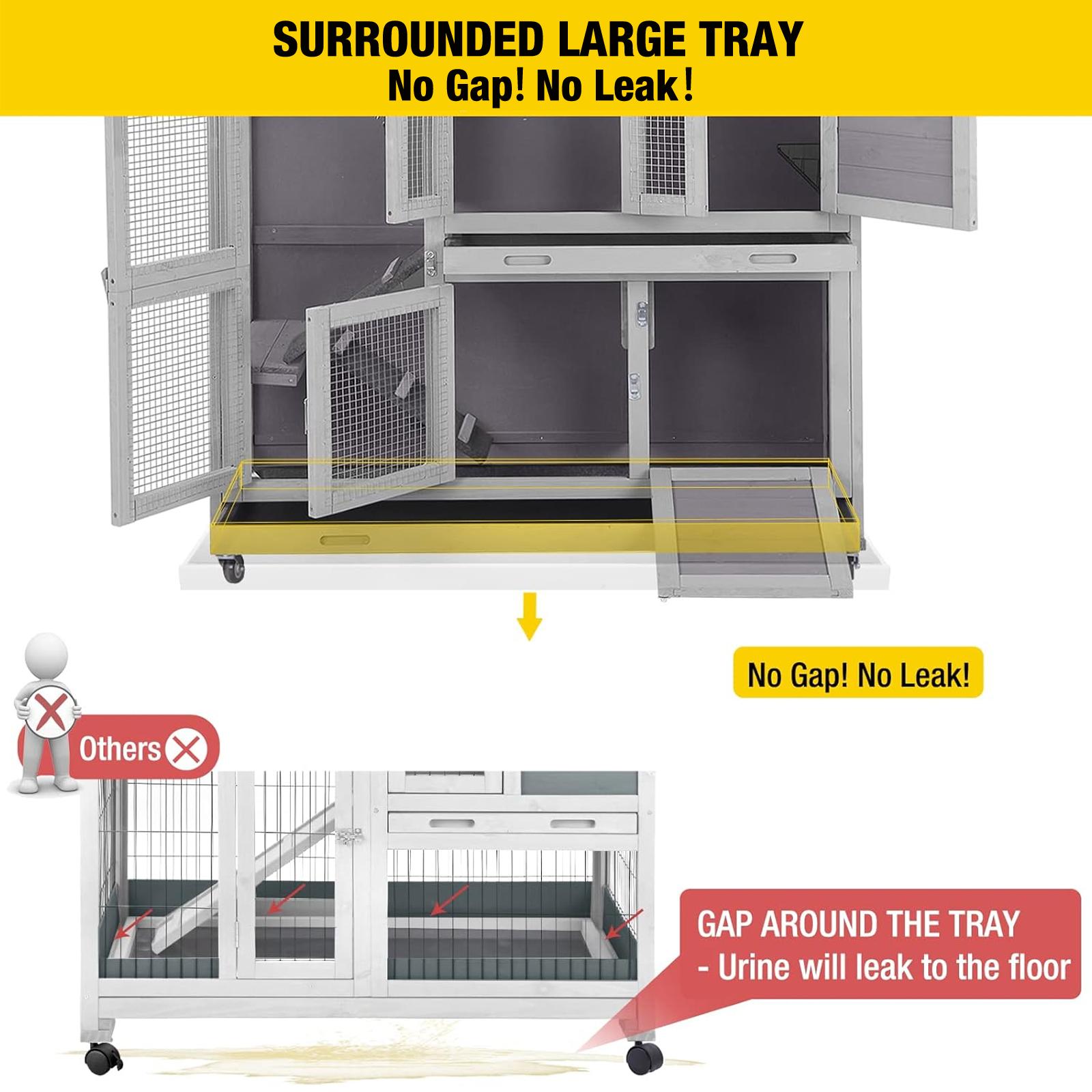 Aivituvin-AIR06-C 2 Story Rabbit Hutch On Wheels (Inner Space 8.32 ft²)