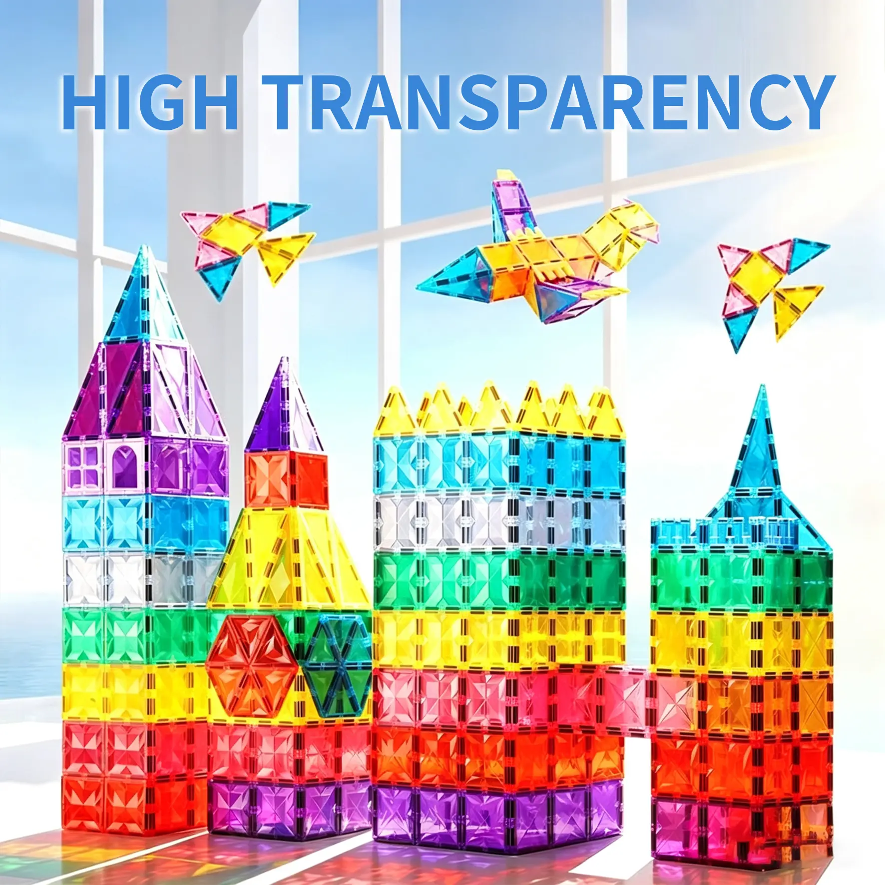 80/128-piece magnetic building blocks for kids, magnetic tile building set, magnetic building block puzzles, DIY magnetic puzzle toys, stacking blocks—creative building and learning toys designed specifically for boys and girls, perfect as holiday gifts