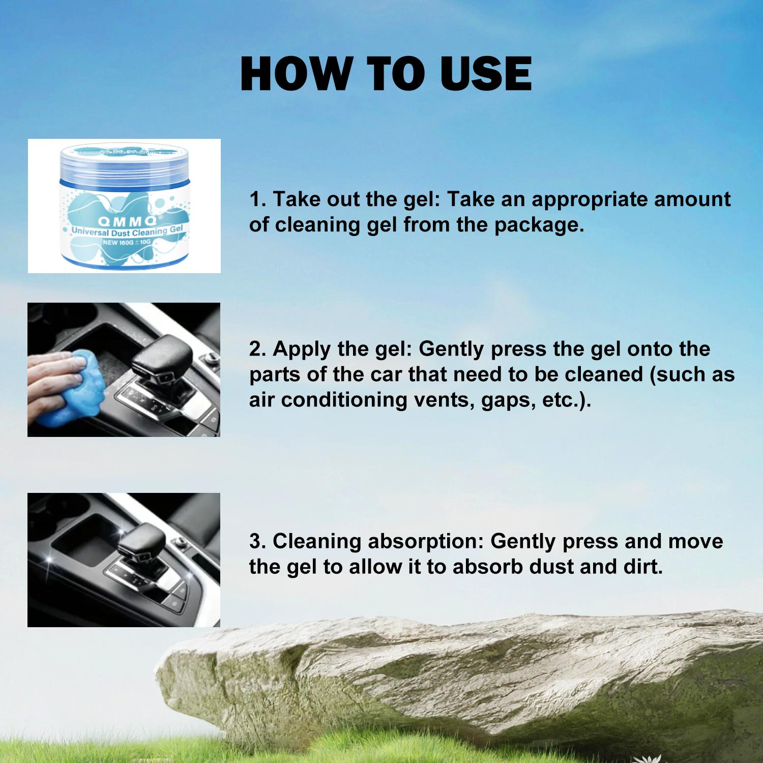 Premium Car Gel Cleaner - Deep cleaning car interior gel, removes dust and dirt from vents, consoles and dashboards, car accessories, dust and dirt removal, keyboard cleaner