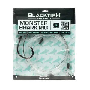 Mustad BlacktipH Monster Shark Rig | 16/0 Hook & #19 Wire