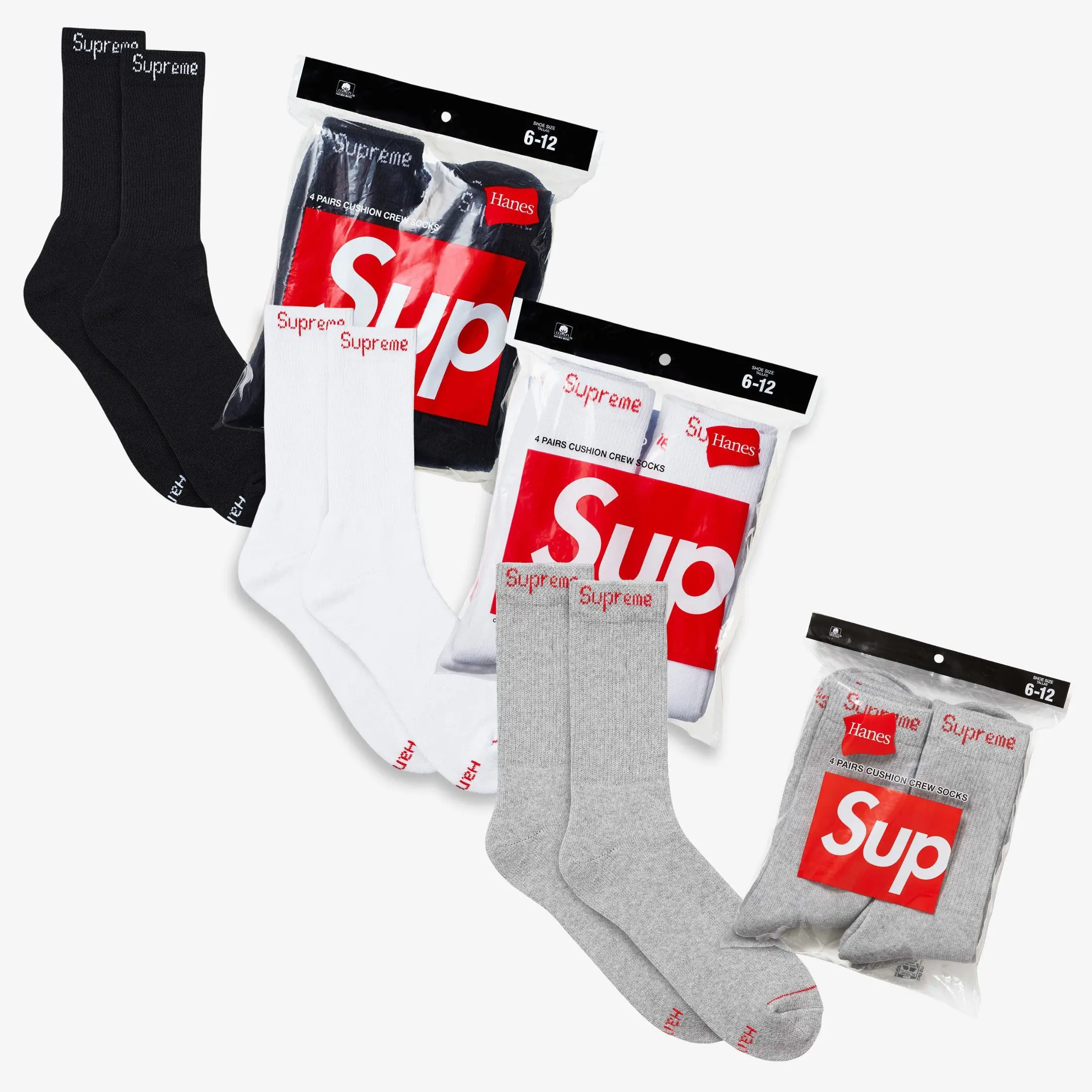Supreme x Hanes Cushion Crew Socks (Full Pack)
