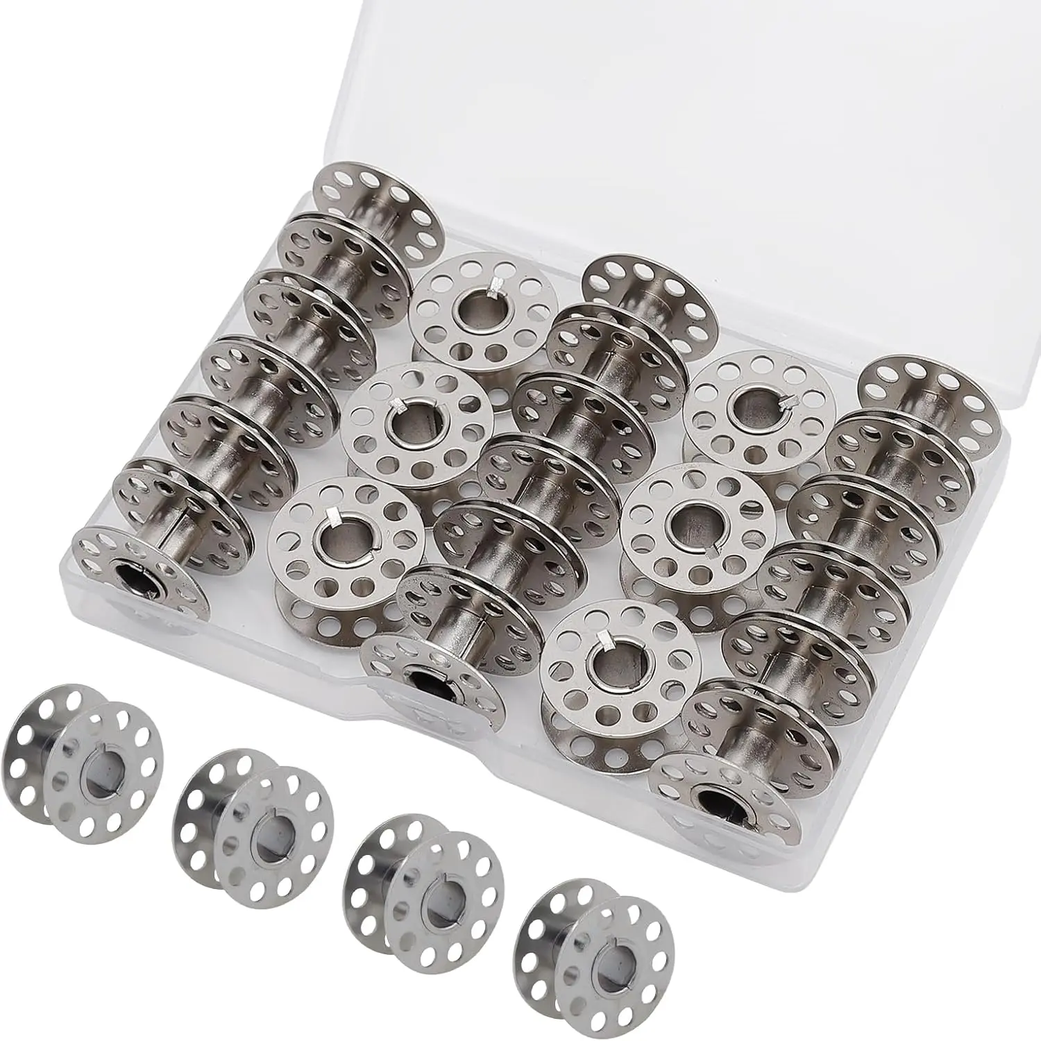 Solid Metal Sewing Machine Bobbins - 28-Pack Rust-Resistant, Smooth Surface Universal Sewing Accessories for Janome, Bernina, Toyota, DIY Crafts, Household Use