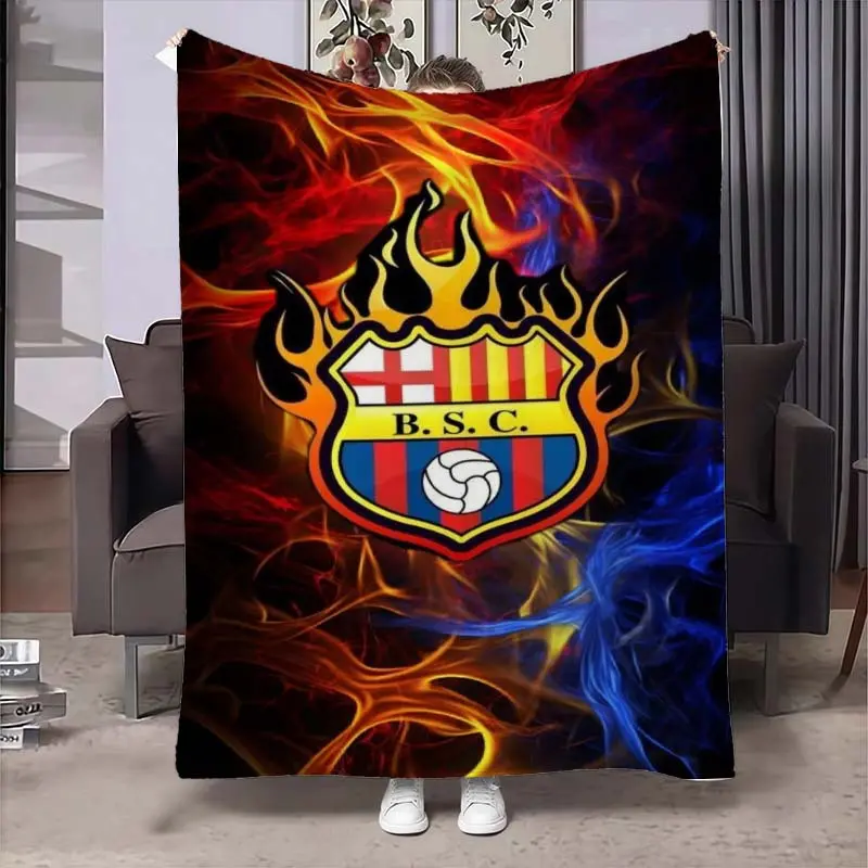 Glam Barcelona Red and Blue Emblem Print Cozy Throw Blanket - Thick, Ultra-Soft, Cotton, Breathable, Wrinkle-Resistant, Durable for Winter Warmth, Decorative Sofa Blanket, Home Decor, Multi-Size, Cozy Throw Blankets