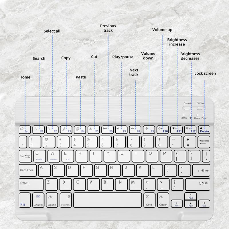 10 inch Wireless Keyboard Devices with Bluetooth, Slim Wireless Portable Travel Office Computer Accessories, for ipad, Android,Tablets, etc Rechargeable
