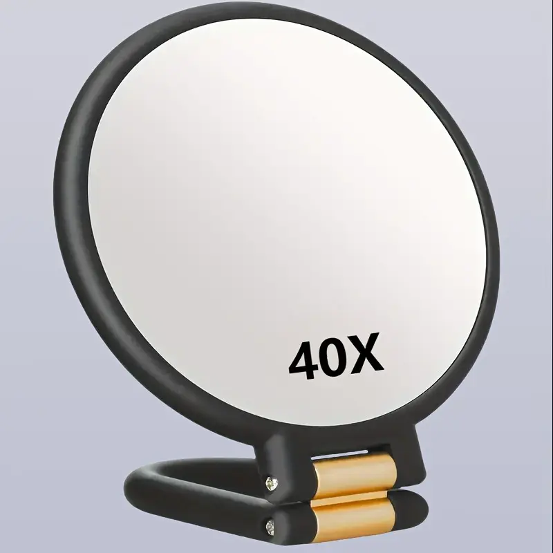 40x Magnification Dual-Sided Handheld Makeup Magnifying Mirror with 360° Adjustable Stand & Travel Case, Double Sided Mirror, Foldable Mirror for Precision Grooming, Eyebrow Trimming & Shaving, Personal Care Accessory, for Home, Travel, Gift