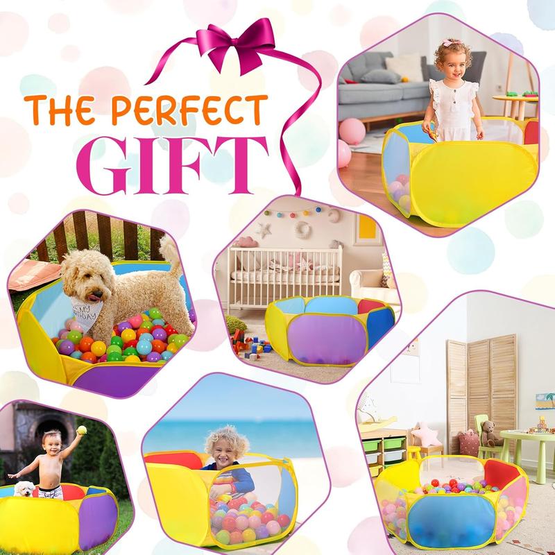 Kids Ball Pit Large Pop Up Childrens Ball Pits Tent for Toddlers Playhouse Baby Crawl Playpen with Basketball Hoop and Zipper Storage Bag, Balls Not Included (1M Multicolor)