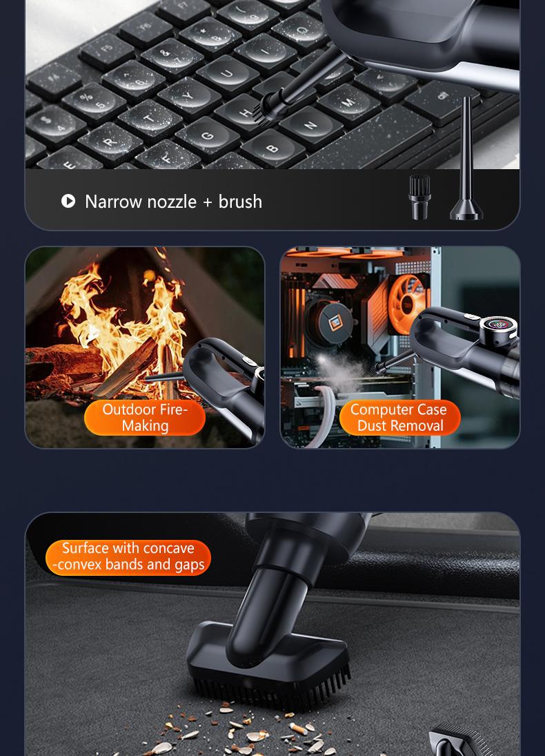 Vehicle and home wireless handheld vacuum cleaner, 2-in-1 car vacuum and blower, high power and strong suction, compact and mini handheld car interior cleaning machine, wet and dry car vacuum cleaner.