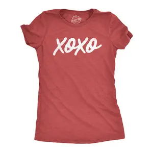 Womens Funny T Shirts XO Sarcastic Valentines Day Gift Tee For Ladies Funny Womens T Shirts Cute Vintage Fashion Casual Ladies T-Shirt Gift Love Tops for Women Women's Novelty Tees Red - XO