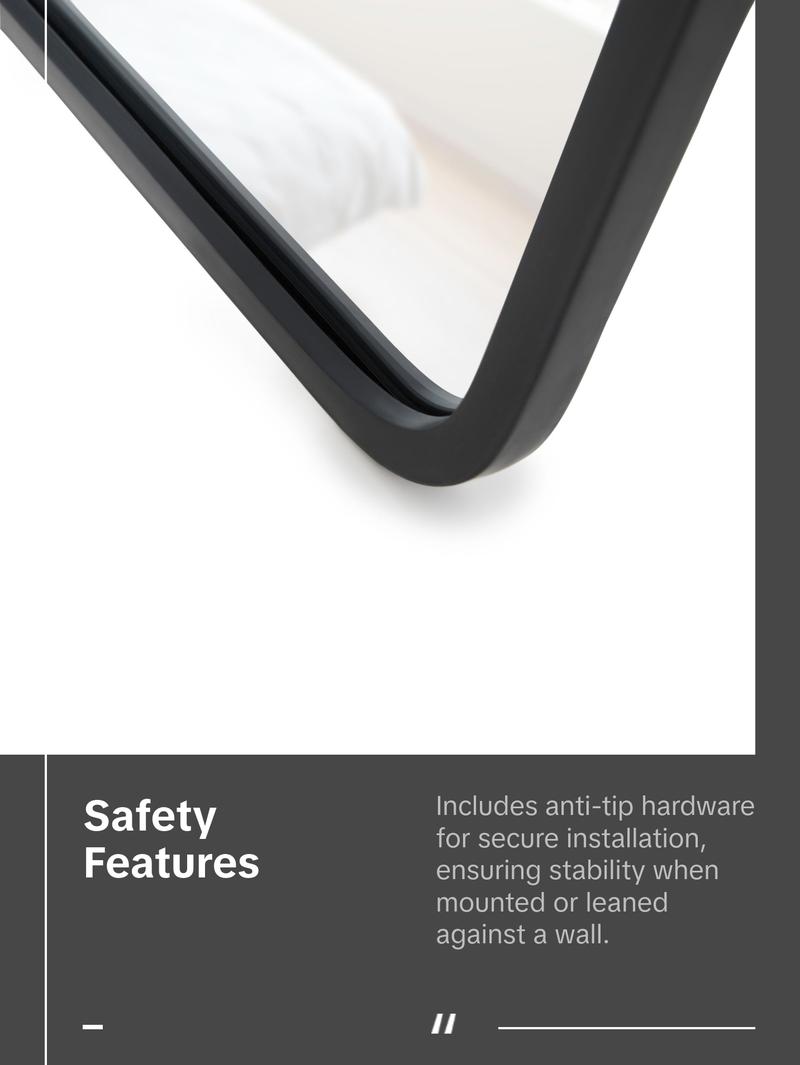 Umbra Hub Leaning Mirror, Full-Length Wall-Mounted or Leaning Mirror with Modern Rubber Frame Decor Lightweight Umbra Hub Leaning Mirror, Full-Length Wall-Mounted or Leaning Mirror with Modern Rubber Frame Decor Lightweight