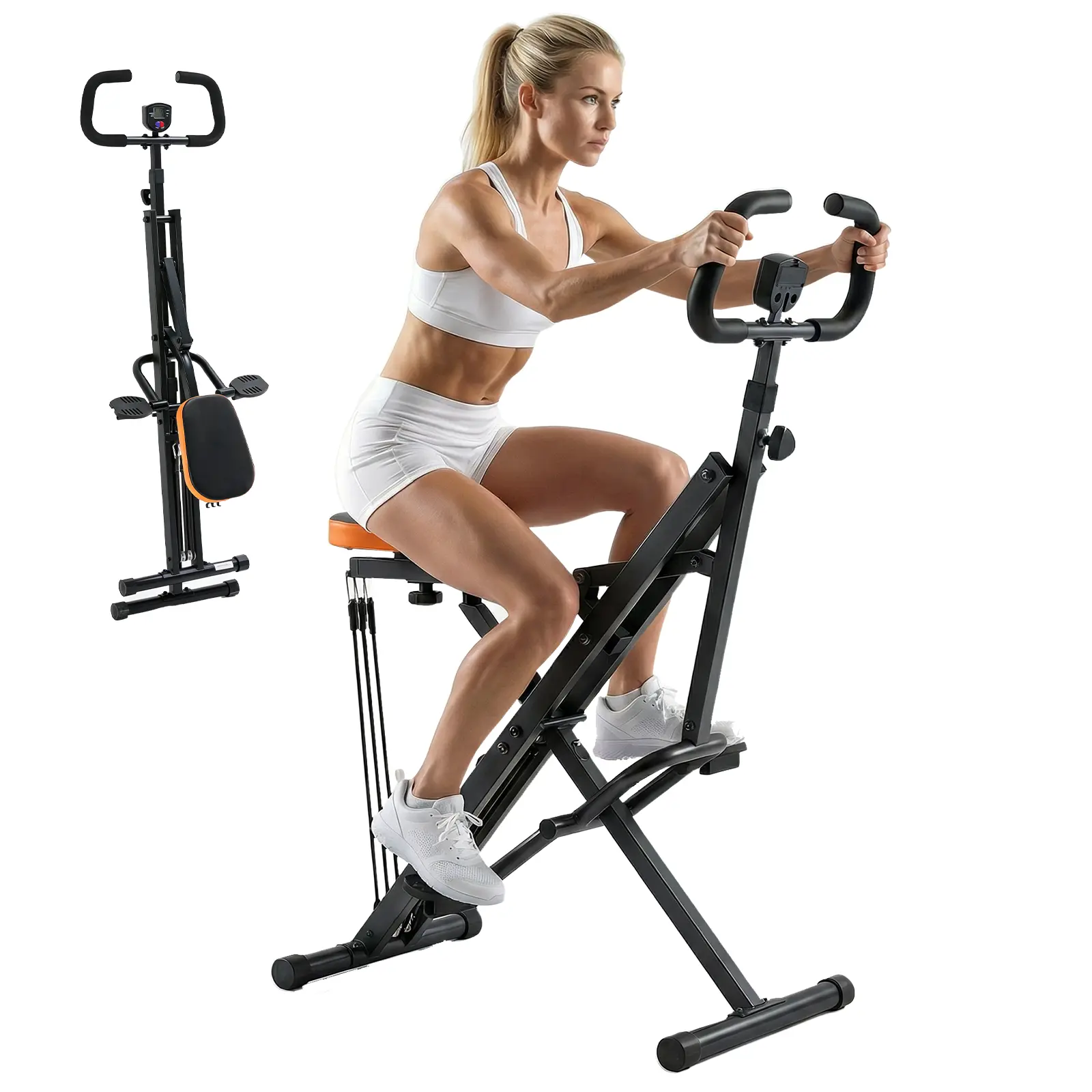 Row Ride Glute & Leg Trainer with LCD Display Foldable Squat Assist Machine – Adjustable Resistance for Home Full Body Workout – Compact Exercise Equipment