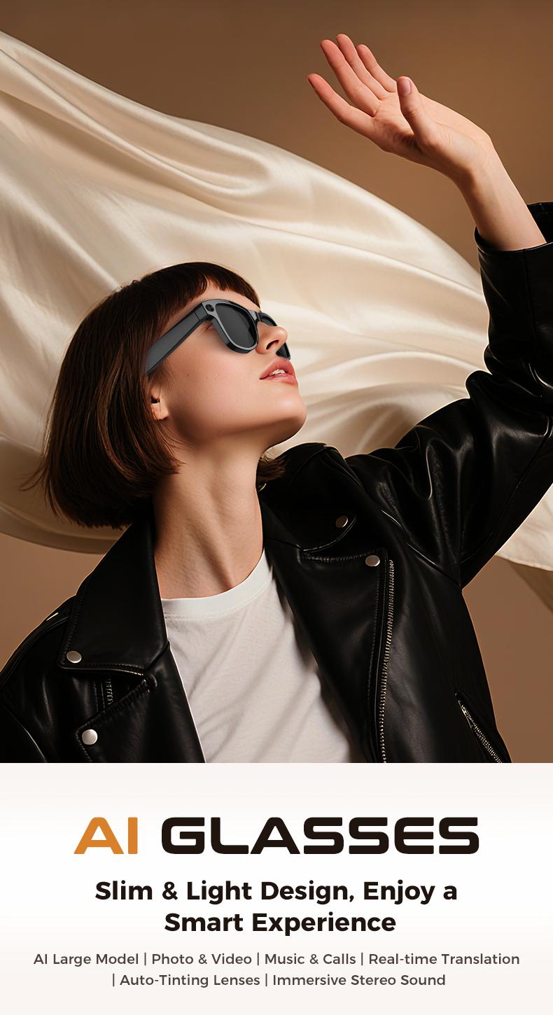 [Valentine's Day] Tukio 2026 New-Generation M02 Ultra 4K Smart Camera Glasses with AI Photo Recognition Real-Time Translation & Charging Case as Power Bank for Bluetooth Calls Music Playback Stylish Travel Accessory - Photochromic Lenses