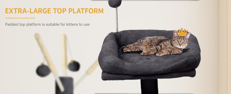 YITAHOME 64.5 Inch Cat Tree Multi-Level Cat House with Perch Hammock, Scratching Posts & Dangling Balls for Medium & Small Cats and Pets