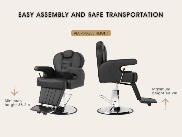 Barber Chair Hydraulic Recliner Salon Chair 360 Degree Swivel with Adjustable Headrest Wide Seat Shampoo Spa Beauty Equipment for Hair Stylist Assembly Required