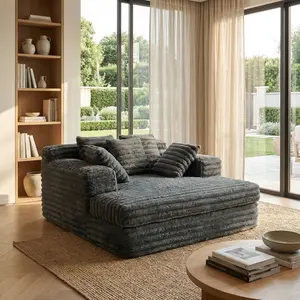 【2 Packages Shipping】Fansace Grey color Chaise Lounge Sofa Bed - Large Sized Noble Consort Lounge Chair with Super Strong Load-Bearing Capacity & Durable Construction - Fabric Futon Couch