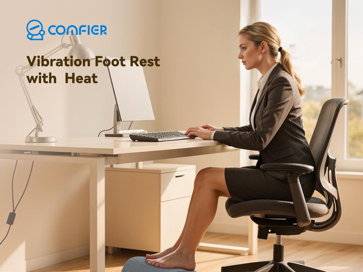 Comfier Foot Rest Under Desk at Work with Heat,Vibration,Foot Heater Foot Warmer,3 Height Under Desk Foot Rest for Office Chair,Gaming Chair Footstool, Ergonomic Heated Footrest,Computer Desk Use