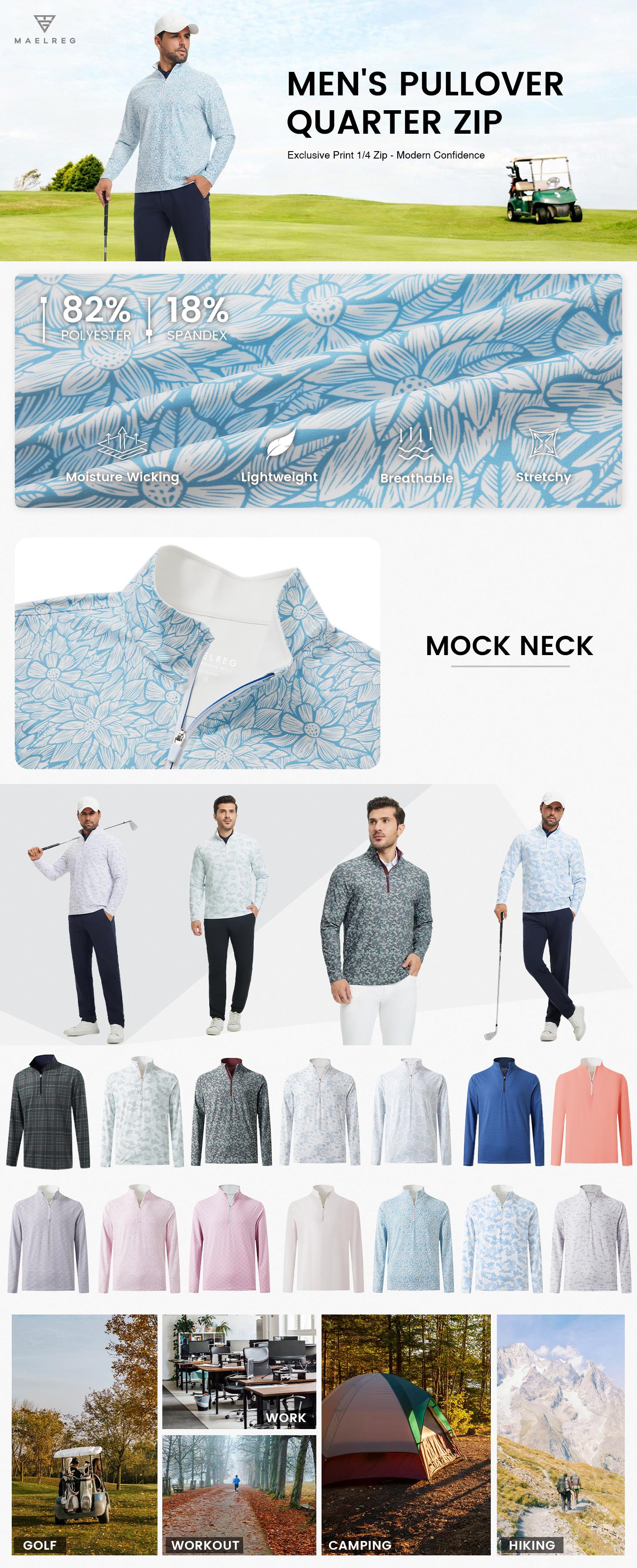 MAELREG Men’s Quarter Zip Pullover, Stylish Long Sleeve Golf Sweatshirt, Lightweight Printed Top, Casual Fashion Athletic Wear SpringStatements