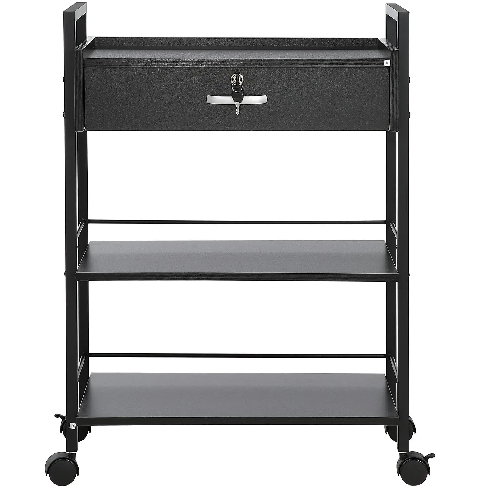 【SummerFinds】VEVOR Beauty Salon Trolley Cart,  3-Tier Hair Salon Stations Cabinet for Stylist with Lockable Drawer, MDF Rolling Storage Station with 4 Wheels (2 Lockable) for Beauty SPA Barbershop Tattoo