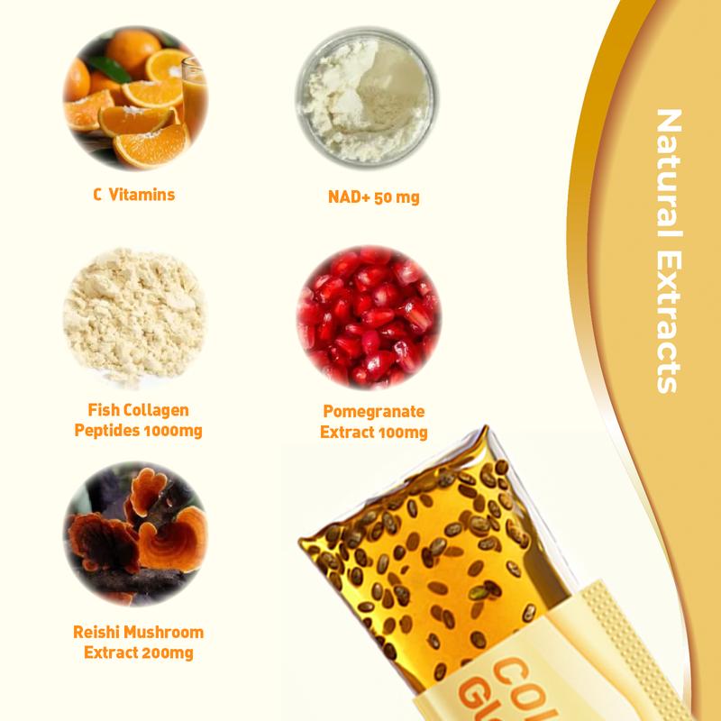 【Only 9.9】LeafStory Collagen Glow Reset Jelly (7 Sticks): Orange Flavor, Collagen, Support Skin Health & Elasticity, Support Hair & Nails, Stress Relief & Nerve Health, Sugar-Free, Gluten-Free, Non-GMO, Gelatin-Free, Natural Ingredients-G