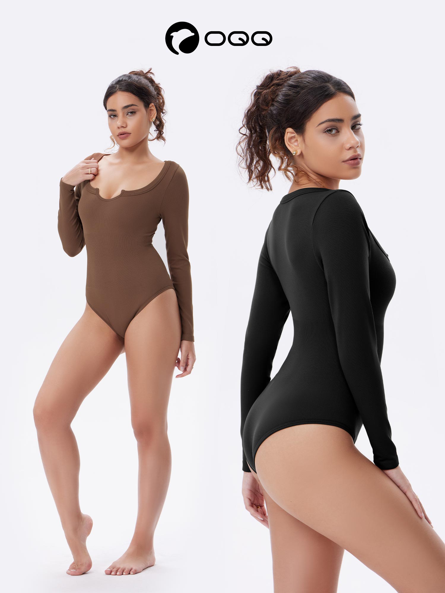OQQ Women’s Long Sleeve Bodysuit – Stretchy Ribbed Fabric U-Neck With Notched Casual Chic Top For Daily Wear Or Layering OQQ Women’s Long Sleeve Bodysuit – Stretchy Ribbed Fabric U-Neck With Notched Casual Chic Top For Daily Wear Or Layering