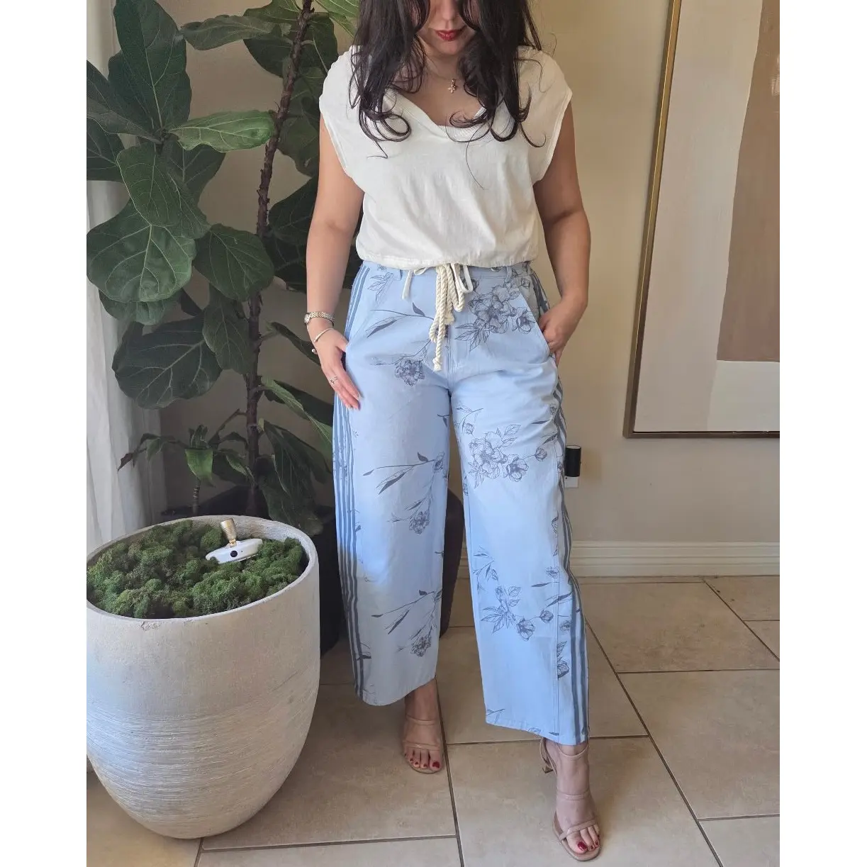 Izzie Printed Daisy Pants-Blue