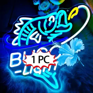 Fishing Neon Sign for Fishing Shop Wall Decor USB Powered Fishing Hook LED Lights for Fishing Gear Store Yacht Man Cave Living Room Fishing Lover Boys Gifts
