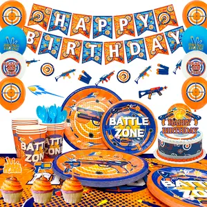 Dart War Party Supplies,161pcs Dart War Birthday Party Decorations&Tableware Set-Dart War Birthday Party Banner Balloons Plates Napkins Cups Tablecloth etc Dart War Birthday Party Supplies for Boys