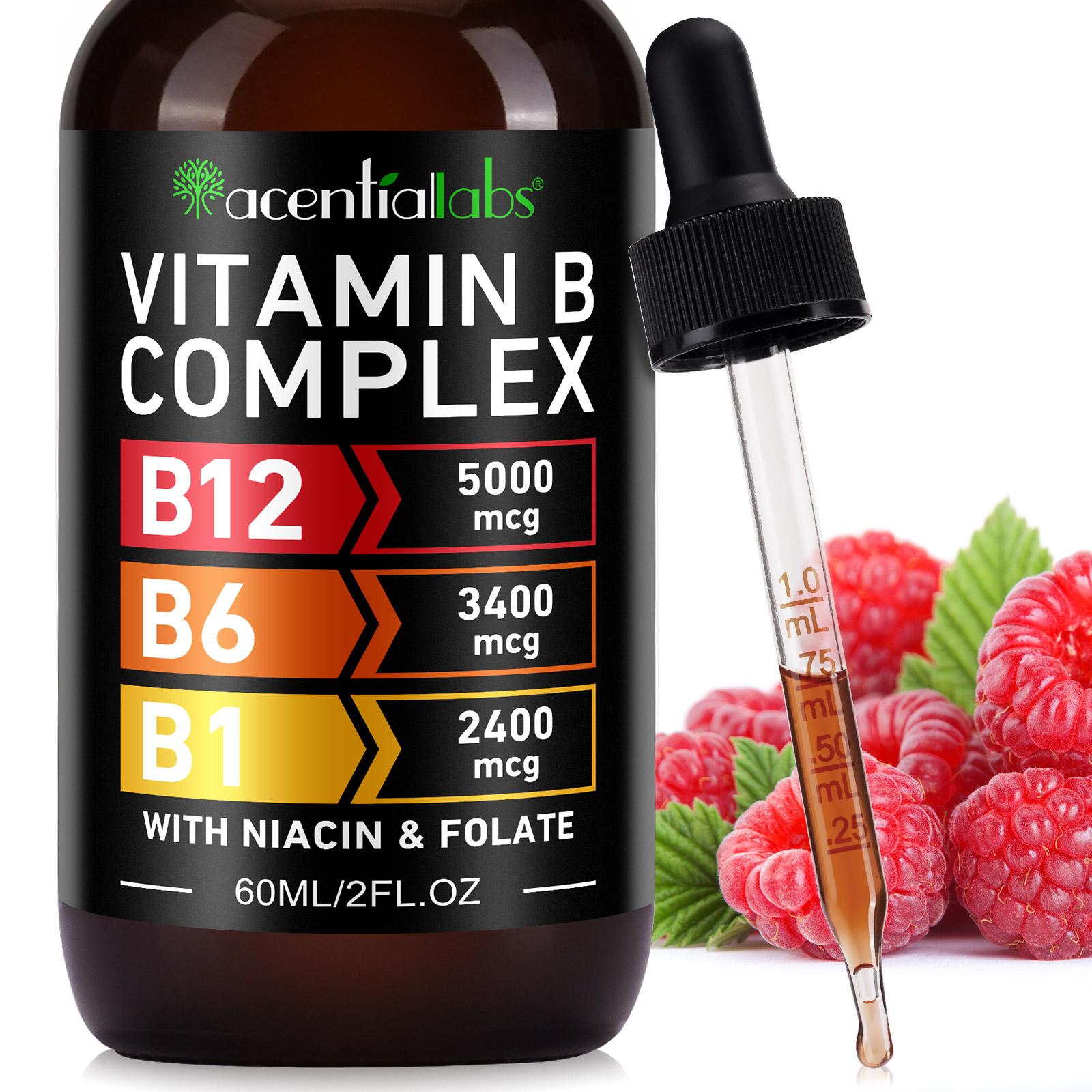 [3-Pack]  Vitamin B12 and B6 Drops, Sublingual Vitamin B12 Complex - Vitamin B12 5000mcg - Vitamin B12 Methylcobalamin, supports energy, brain, and heart health, raspberry flavor, suitable for both men and women, Made in the USA, 6 fl oz. Supplement