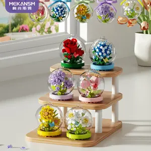 Crystal Ball Flower Building Blocks K523 108PCS Purple Rose Design Decorative Ornament for Home Decor