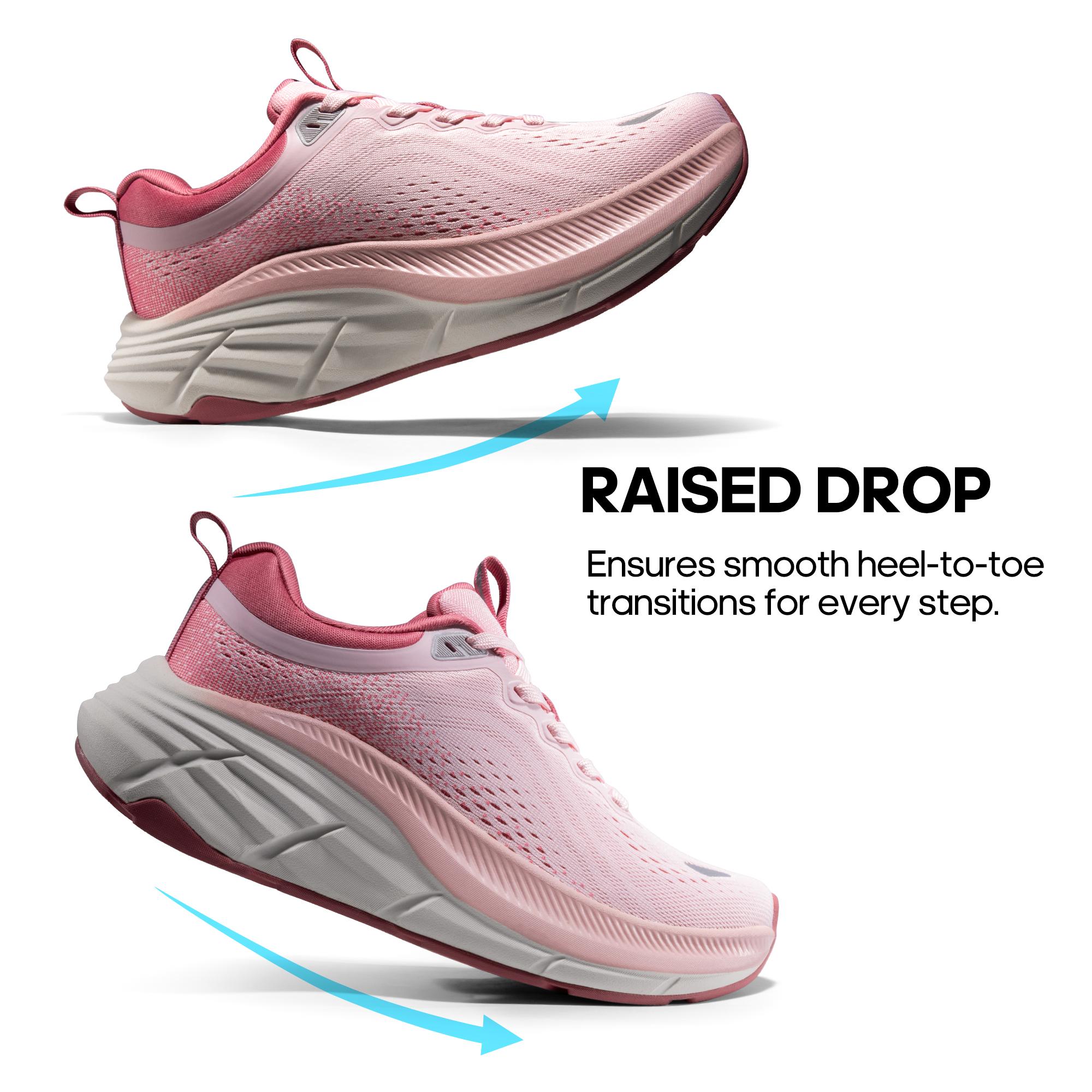 Women's Walking Shoes Pink-White Gradient High-Elasticity Thick Soles Breathable Mesh Fabric Non-Slip Running Sneakers Comfortable Cushioning Outdoor Sports Footwear