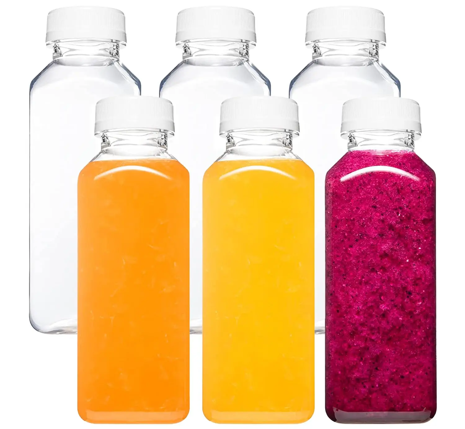 6Pcs/Set 12 Oz Plastic Juice Bottles with Caps,Reusable Juicing Bottles,Clear Drink Containers with Lids for Juicing,Smoothie and Other Beverages,Christmas Party Gifts,Hand Tools Kits