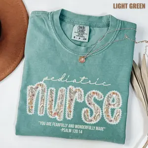 Comfort Colors Pediatric Nurse Shirt Christian Nurse Psalm 139:14 Pediatric Nurse Graphic Tee Healthcare Worker Gift Nursing Student T-Shirt