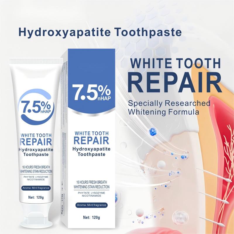 White Tooth Repair 2-Pack Toothpaste with 7.5% Hydroxyapatite for Enamel Repair Reduced Sensitivity & Whitening Mint Freshness 120g
