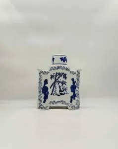 Blue & White Porcelain Tea Caddy – Panda & Bamboo Design