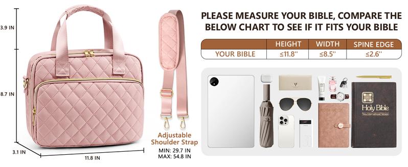 Bible Cover Case for Women, Large Bible Bag Bible Study Supplies Accessories Journaling Kit with Highlighters Tabs, Quilted Book Carrying Cases with Shoulder Strap, Christmas Christian Gifts for Women