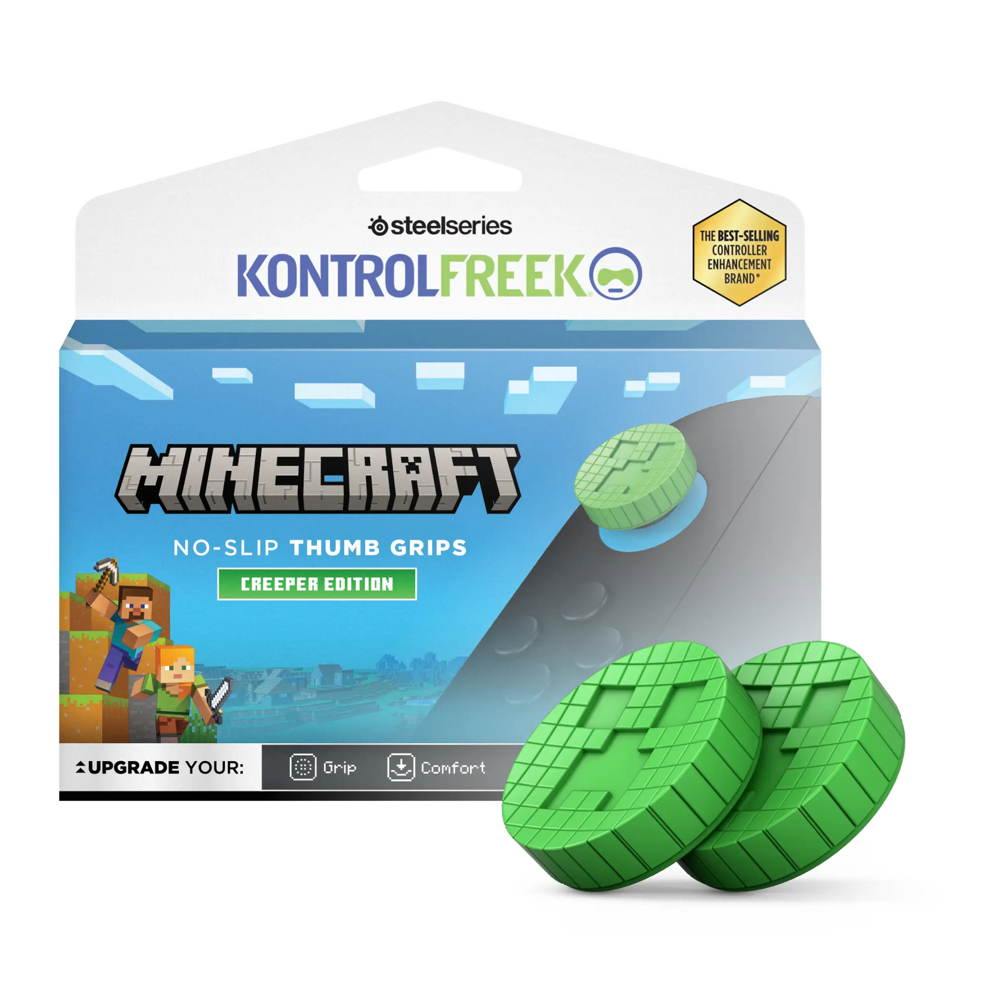 KontrolFreek Minecraft Creeper Design No-Slip Soft Touch Thumb Grips, Gaming Accessories, Console Accessories for Nintendo Switch 2 Joy-Con Controllers | Green Gaming Stuff, Switch Joycon