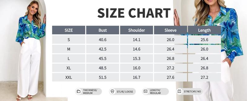 Women's Button Down Printed Lantern Long Sleeve Blouse Chic Collared Fitted Casual Tops Soft Fabric Feminine Patterned Blouse for Work Office Vacation Thin Spring