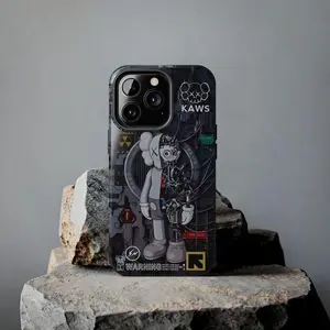 black Kaws Phone Case, Robot Bear Tough Phone Case, Gift for him her