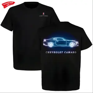 Chevrolet Camaro T-Shirt, Neon Outline Camaro Graphic, Chevy Muscle Car Apparel Shirt, For Camaro Fans & American Muscle Lovers, Gift for Car Enthusiasts