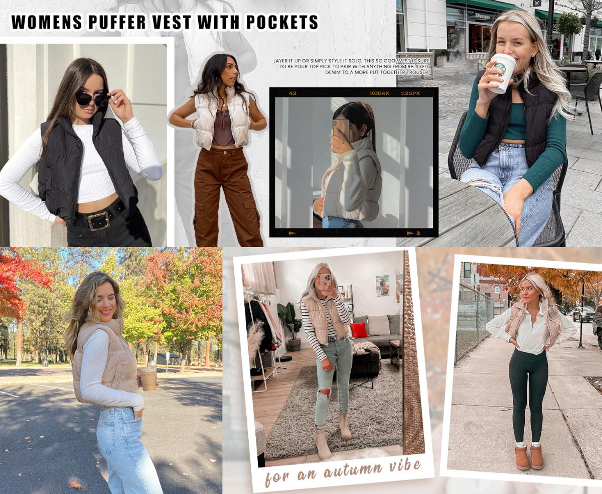Tanming Women's Cropped Puffer Vest Zip Up Stand Collar Lightweight Sleeveless Padded Gilet with Pockets TikTokShopBlackFriday Tanming Women's Cropped Puffer Vest Zip Up Stand Collar Lightweight Sleeveless Padded Gilet with Pockets TikTokShopBlackFriday