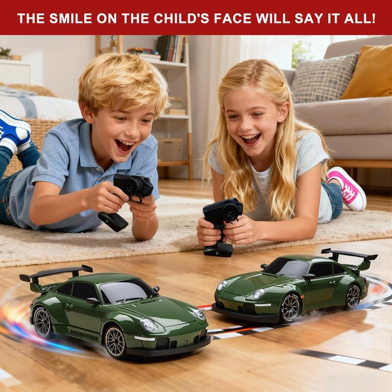 RC Drift Car, 1:24 Remote Control Car for Kids, 20KM/H 4WD High Speed RC Cars with LED Lights, Two Batteries, Extra Drifting Tires, Vehicle for Adults Boys Girls