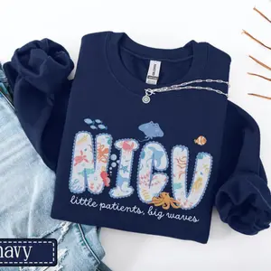 NICU Nurse Sweatshirt • NICU Ocean Animal Crewneck • Little Patients Big Waves Sweater • Neonatal ICU Nurse Gift • Neonatal Intensive Care