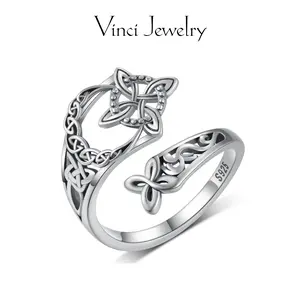 925 Sterling Silver Celtic Knot Ring Witch Knot Ring Nudo de Bruja Plata 925 Original Sterling Silver Adjustable Witch Knot Rings Open Ring Hecate Ring Pagan Witchtok Protection Witchy Jewelry for Devotion for Ceremonyfor Women