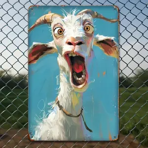 Goat Funny Expression Metal Wall Art Sign, Durable Wrought Iron Decoration,  Iron Material, Room Decorcan be customized with your own design