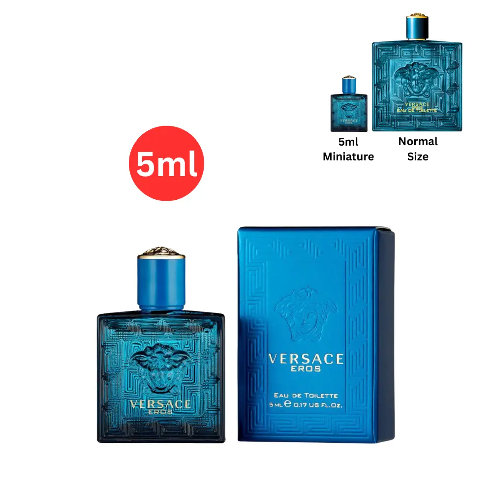 Men's Versace Eros EDT Perfume, Long Lasting Masculine Fragrance Mini Eau de Toilette - 0.17 oz (5 ml), Fragrance for Birthday Gifts for Him